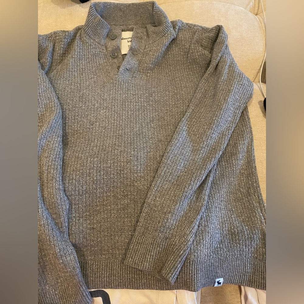 Abercrombie Kids Button Polo  Grey Sweater